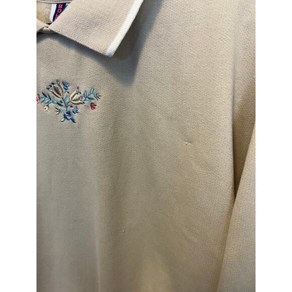 90's Vintage Bolo Spirit Beige Cottagecore Embroidered Floral Sweatshirt Medium - Picture 6 of 9